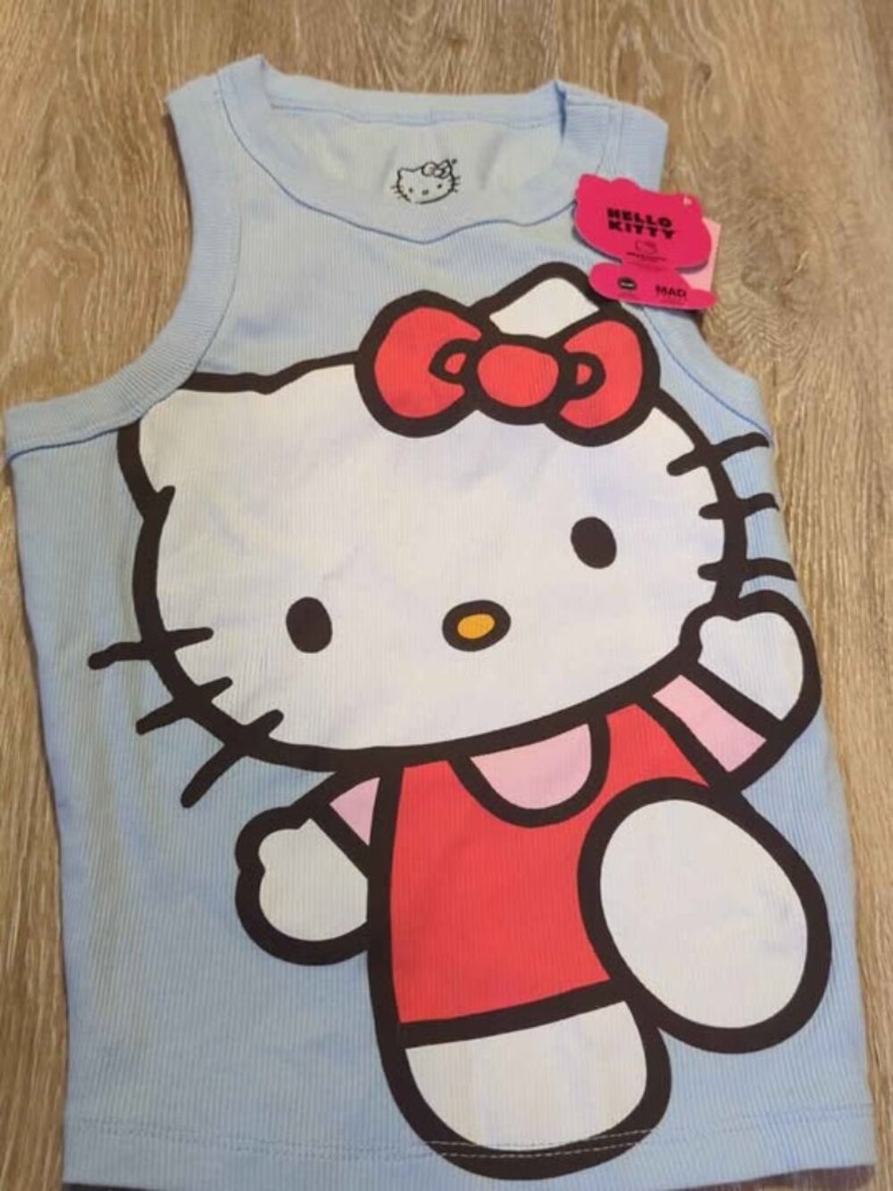 Hello Kitty light blue ribbed tank top XXS new